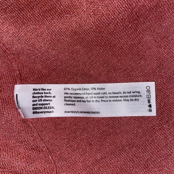 Eileen Fisher Coral Organic Linen Blend Long Open Front Cardigan Duster Size L - Picture 7 of 7